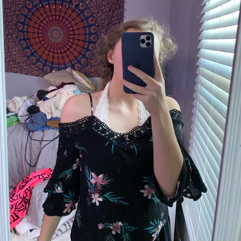 Floral off the shoulder shirt